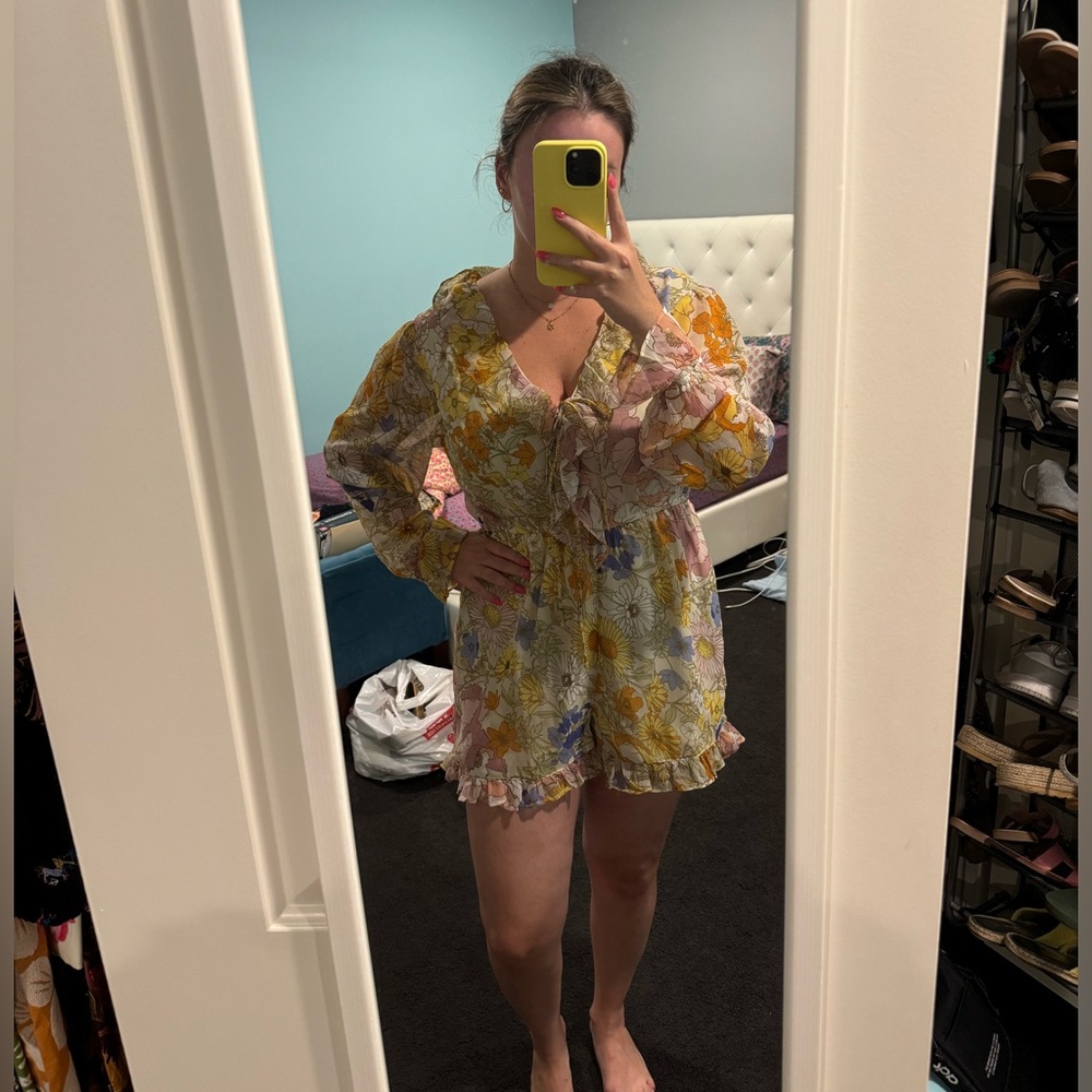 Floral ruffle romper